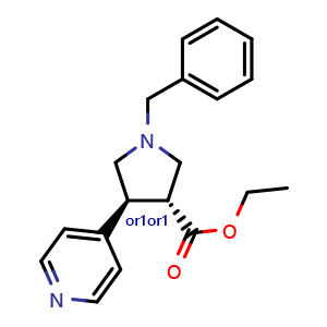 Chemical structure of trans-ethyl 1-benzyl-4-(pyridin-4-yl)pyrrolidine-3-carboxylate , CAS 3026598-61-5, AChemBlock X217054