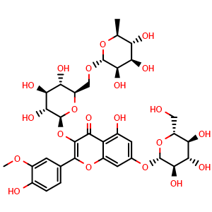 Chemical structure of Isorhamnetin-3-O-rutinoside-7-O-glucoside , CAS 55481-91-9, AChemBlock X217082