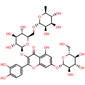 Chemical structure of Quercetin 3-rutinoside 7-glucoside (Morkotin A) , CAS 30311-61-6, AChemBlock X217089
