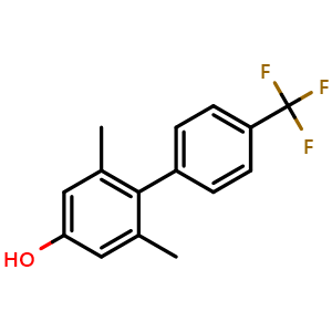 Chemical structure of 2,6-dimethyl-4'-(trifluoromethyl)-[1,1'-biphenyl]-4-ol , CAS 872258-58-7, AChemBlock X217181