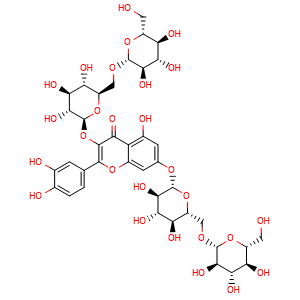 Chemical structure of Quercetin-3,7-di-O-beta-D-gentiobioside , AChemBlock X217210