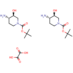 Chemical structure of tert-butyl (3S,4S)-4-amino-3-hydroxy-piperidine-1-carboxylate;hemi(oxalic acid) , CAS 2940876-06-0, AChemBlock X217224