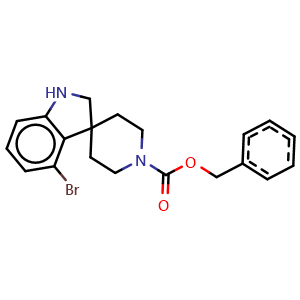 Chemical structure of benzyl 4-bromo-1,2-dihydrospiro[indole-3,4'-piperidine]-1'-carboxylate , CAS 473737-34-7, AChemBlock X217246