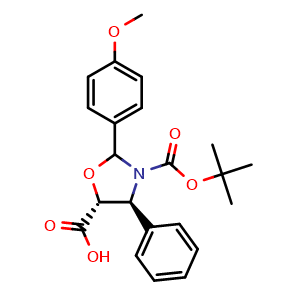 Chemical structure of (4S,5R)-3-tert-butoxycarbony-2-(4-anisy)-4-phenyl-5-oxazolidinecarboxylic acid , CAS 196404-55-4, AChemBlock X217254