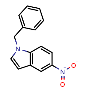 Chemical structure of 1-benzyl-5-nitro-1H-indole , CAS 65795-95-1, AChemBlock X217266