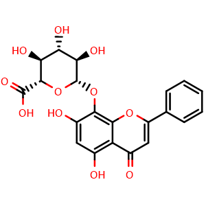 Chemical structure of Norwogonin-8-O-glucuronide , CAS 118525-47-6, AChemBlock X217287