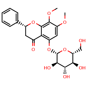 Chemical structure of 5-Hydroxy-7,8-dimethoxy (2R)-flavanone-5-O-beta-D-glucopyranoside , CAS 942626-74-6, AChemBlock X217366