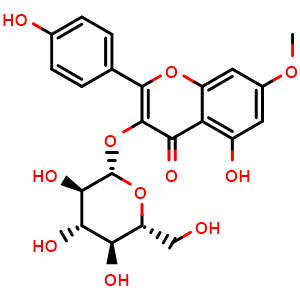 Chemical structure of Rhamnocitrin 3-glucoside , CAS 41545-37-3, AChemBlock X217381