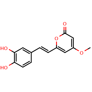 Chemical structure of 4-Methyl-6-(3',4'-dihydroxystyryl)-2-pyrone , CAS 149947-22-8, AChemBlock X217407