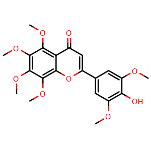 Chemical structure of 4'-Hydroxy-3',5,5',6,7,8-hexamethoxyflavone , CAS 85644-03-7, AChemBlock X217424