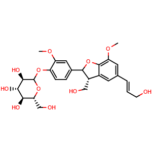 Chemical structure of Dehydrodiconiferyl alcohol 4-O-beta-D-glucopyranoside , CAS 107870-88-2, AChemBlock X217436