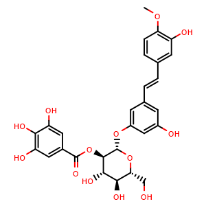 Chemical structure of Rhaponticin 2''-O-gallate , CAS 94356-24-8, AChemBlock X217489