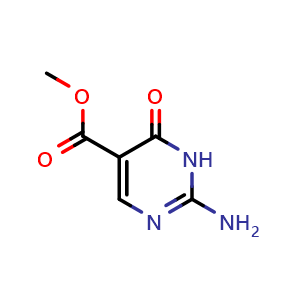 Chemical structure of methyl 2-amino-6-oxo-1,6-dihydropyrimidine-5-carboxylate , CAS 1023815-68-0, AChemBlock X217516