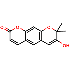 Chemical structure of 3'-Hydroxyxanthyletin , CAS 165900-08-3, AChemBlock X217595