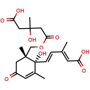 Chemical structure of 8'-O-(3-hydroxy-3-methylglutaryl)-8'-hydroxyabscisic acid , CAS 69790-31-4, AChemBlock X217616