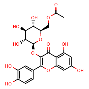Chemical structure of Quercetin-3-O-glucose-6''-acetate , CAS 54542-51-7, AChemBlock X217644