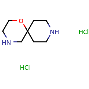Chemical structure of 1-oxa-4,9-diazaspiro[5.5]undecane dihydrochloride , CAS 1956331-86-4, AChemBlock X217659