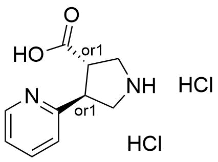 Chemical structure of H-trans-DL-b-pro-4-(2-pyridinyl)-OH dihydrochloride , CAS 1049739-70-9, AChemBlock X217669