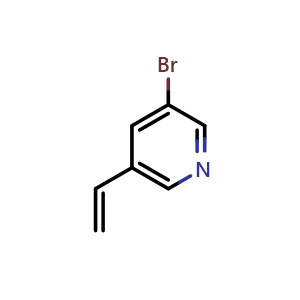 Chemical structure of 3-bromo-5-ethenylpyridine , CAS 191104-26-4, AChemBlock X217672