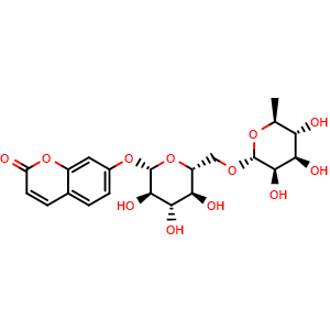 Chemical structure of Umbelliferone 7-O-rutinoside , CAS 135064-04-9, AChemBlock X217694