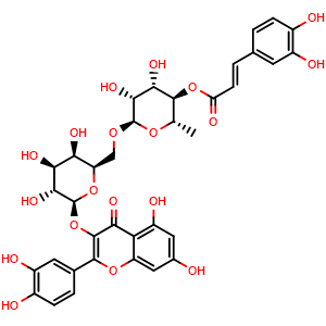 Chemical structure of Quercetin 3-Caffeylrobinobioside , CAS 957110-26-8, AChemBlock X217696