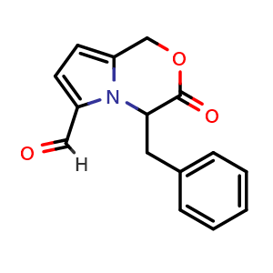 Chemical structure of 3-Oxo-4-benzyl-3,4-dihydro-1H-pyrrolo [2,1-c] oxazine-6-methylal , CAS 60026-28-0, AChemBlock X217720