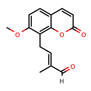 Chemical structure of 2'E-3'-formaldehydylosthole , CAS 73292-92-9, AChemBlock X217724