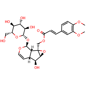 Chemical structure of 10-O-[(E)-3,4-Dimethoxycinnamoyl]-catalpol , CAS 834155-36-1, AChemBlock X217808