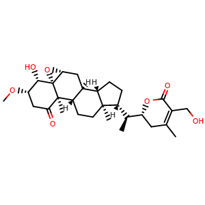 Chemical structure of 3beta-Methoxy-2,3-dihydrowithaferin A , CAS 73365-94-3, AChemBlock X217847