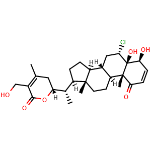 Chemical structure of 6alpha-Chloro-5beta-hydroxywithaferin A , CAS 52329-20-1, AChemBlock X217850