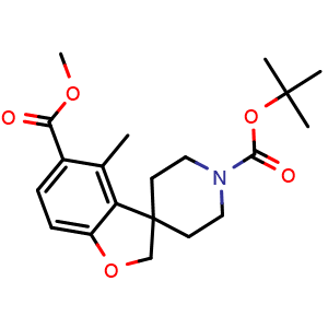 Chemical structure of 1'-(tert-butyl) 5-methyl 4-methyl-2H-spiro[benzofuran-3,4'-piperidine]-1',5-dicarboxylate , AChemBlock X217862
