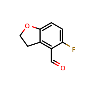Chemical structure of 5-Fluoro-2,3-dihydrobenzofuran-4-carbaldehyde , CAS 1895479-63-6, AChemBlock X217933