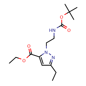Chemical structure of ethyl 1-(2-((tert-butoxycarbonyl)amino)ethyl)-3-ethyl-1H-pyrazole-5-carboxylate , AChemBlock X217934