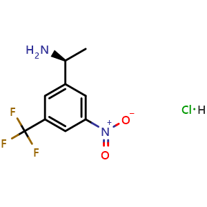 Chemical structure of (S)-1-(3-nitro-5-(trifluoromethyl)phenyl)ethan-1-amine hydrochloride , CAS 2930764-14-8, AChemBlock X217935