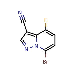 Chemical structure of 7-bromo-4-fluoropyrazolo[1,5-a]pyridine-3-carbonitrile , AChemBlock X217938