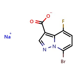 Chemical structure of sodium 7-bromo-4-fluoropyrazolo[1,5-a]pyridine-3-carboxylate , AChemBlock X217939
