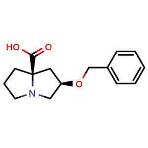 Chemical structure of (2R,7aR)-2-(benzyloxy)tetrahydro-1H-pyrrolizine-7a(5H)-carboxylic acid , AChemBlock X217943