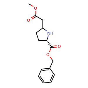 Chemical structure of benzyl (2S)-5-(2-methoxy-2-oxoethyl)pyrrolidine-2-carboxylate , AChemBlock X217961