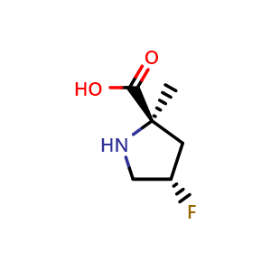 Chemical structure of (2R,4S)-4-fluoro-2-methylpyrrolidine-2-carboxylic acid , AChemBlock X217966