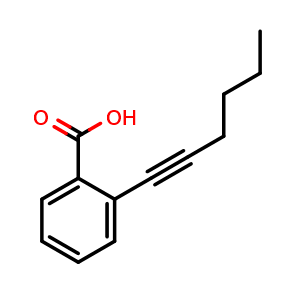 Chemical structure of 2-(1-Hexynyl)benzoic acid , CAS 120870-47-5, AChemBlock X217980