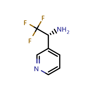Chemical structure of (R)-2,2,2-trifluoro-1-(pyridin-3-yl)ethan-1-amine , CAS 1212813-98-3, AChemBlock X217985