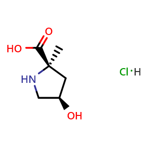 Chemical structure of (2R,4R)-4-hydroxy-2-methylpyrrolidine-2-carboxylic acid hydrochloride , AChemBlock X217987