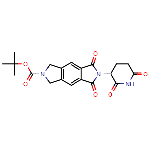 Chemical structure of tert-butyl 6-(2,6-dioxopiperidin-3-yl)-5,7-dioxo-3,5,6,7-tetrahydropyrrolo[3,4-f]isoindole-2(1H)-carboxylate , CAS 2616540-91-9, AChemBlock X217991