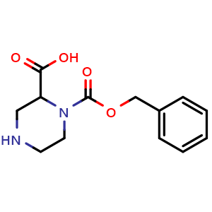 Chemical structure of 1-Cbz-Piperazine-2-carboxylic acid , CAS 129365-24-8, AChemBlock Y218004