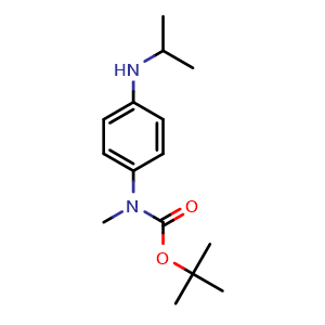 Chemical structure of tert-Butyl 4-(isopropylamino)phenyl(methyl)carbamate , CAS 2102412-75-7, AChemBlock Y218012