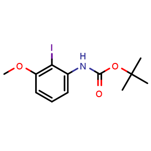 Chemical structure of tert-Butyl 2-iodo-3-methoxyphenylcarbamate , CAS 194869-14-2, AChemBlock Y218018