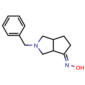 Chemical structure of 2-Benzylhexahydrocyclopenta[c]pyrrol-4(2H)-one oxime , AChemBlock Y218023