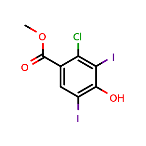 Chemical structure of Methyl 2-chloro-4-hydroxy-3,5-diiodobenzoate , AChemBlock Y218029