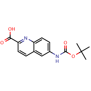 Chemical structure of 6-((tert-Butoxycarbonyl)amino)quinoline-2-carboxylic acid , CAS 1023816-81-0, AChemBlock Y218103