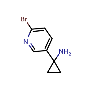 Chemical structure of 1-(6-Bromo-3-pyridyl)cyclopropanamine , CAS 1060811-36-0, AChemBlock Y218115